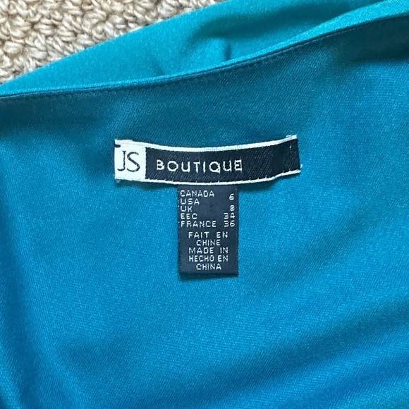 JS Boutique Teal Blue Ombre One Shoulder Draped Mini  -Cocktail Party Dress - Picture 2 of 3